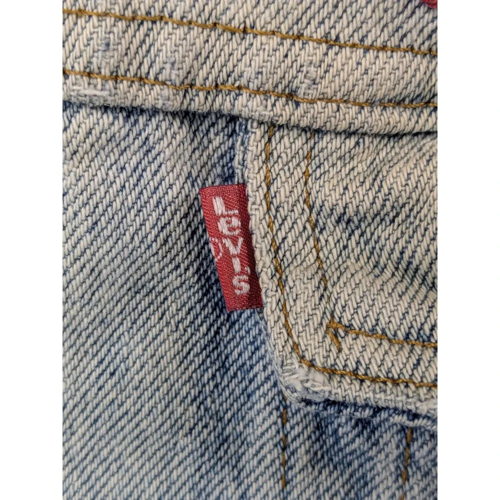 Vtg Levis 70507 4890 Denim Trucker Jacket USA Made Blue XL American Flag Patch - Picture 10 of 16